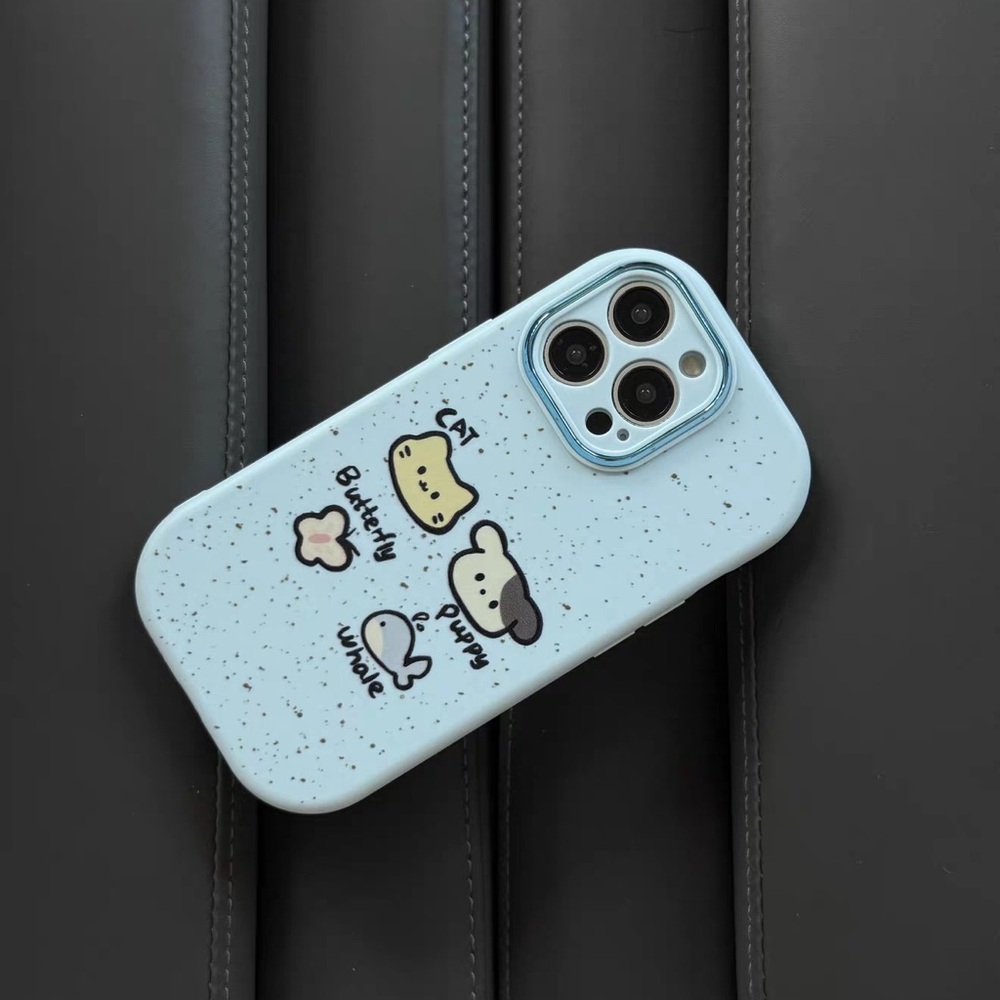 Cute Light Blue Speckled Cartoon Phone Case for iPhone